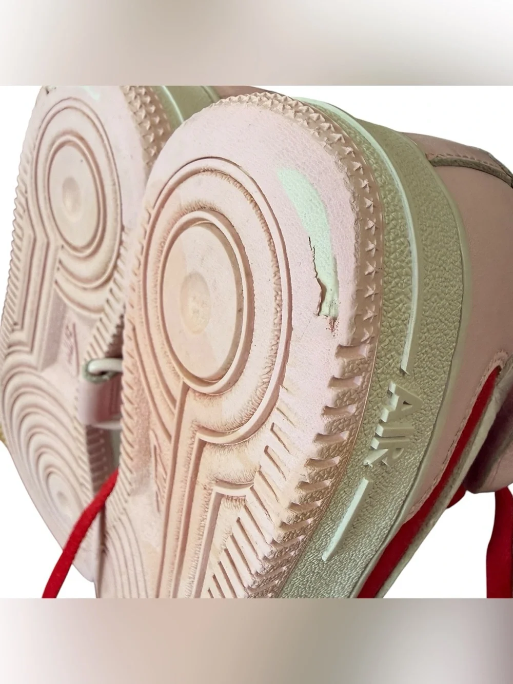 Nike By You Customization Air Force 1 Mid Sneakers White Red and Pink Sz 5.5
